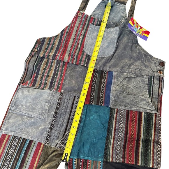 Jayli Vintage Bohemian Patchwork Wide Leg Overalls Boho Festival Hippie NWT New - Picture 7 of 15